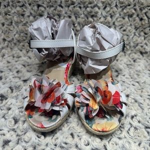 Nine West Espadrille Size 13M Like New. Floral accent Faux leather. 2 inch wedge